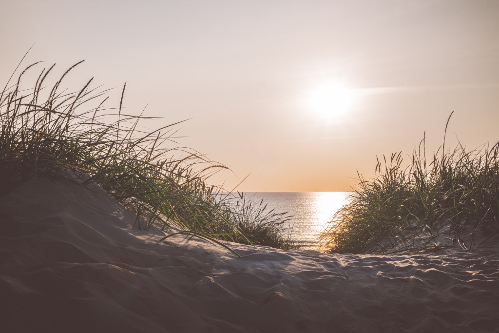 Sonnenuntergang über Strand Düne in Dänemark
